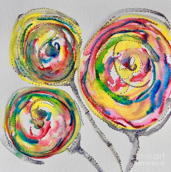 Watercolor Art Print featuring the painting Floral Pops and Dots by Carrie Godwin