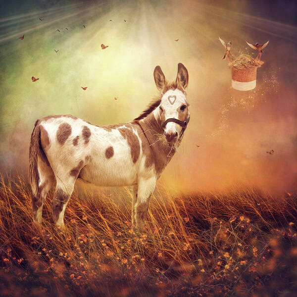 Donkey Art Print featuring the digital art Friends in High Places by Nicole Wilde