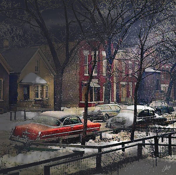 Chicago Art Print featuring the digital art Soft Snow in Wicker Park - Chicago 1960 by Glenn Galen