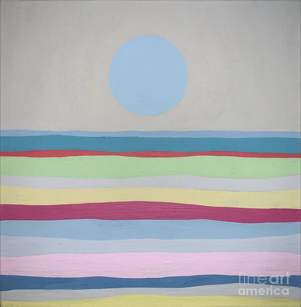 Seascape Painting Art Print featuring the painting Warm Summer Nights Colorful Seascape Painting by Christie Olstad