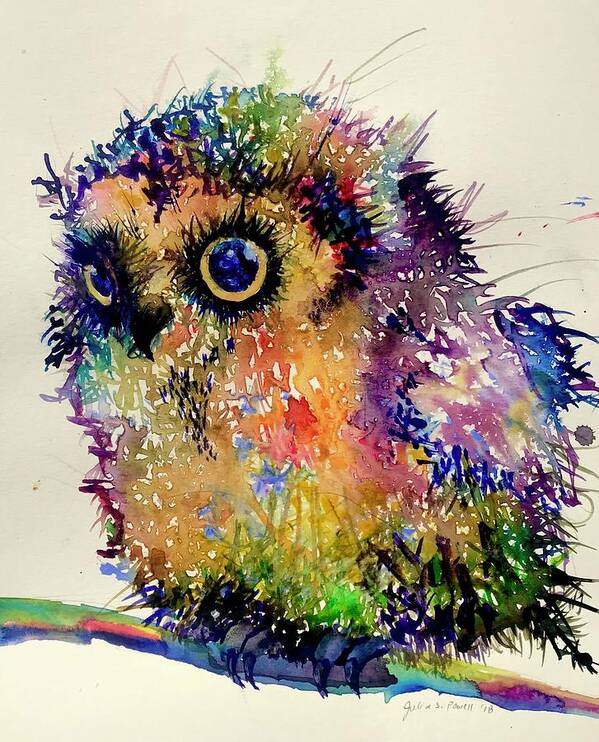 Owl Art Print featuring the painting Atticus the Owl by Julia S Powell