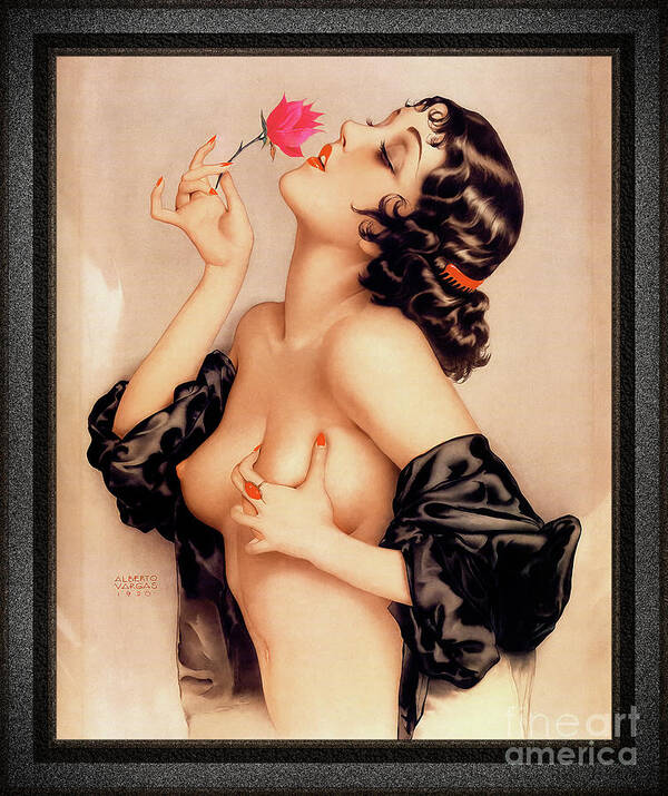 Memories Of Olive Art Print featuring the painting Memories of Olive by Alberto Vargas Vintage Pin-Up Girl Art by Rolando Burbon