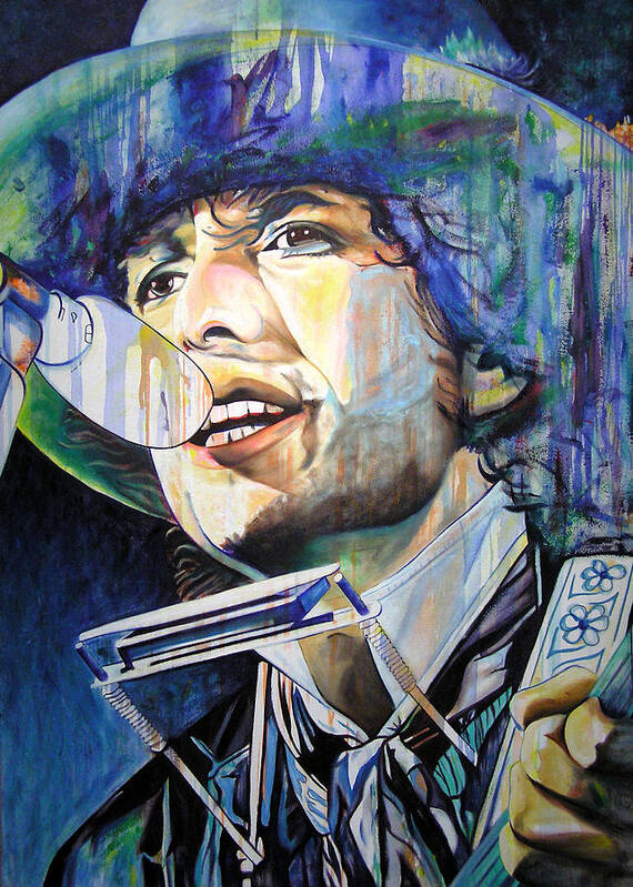 Bob Dylan Art Print featuring the painting Bob Dylan Tangled up in Blue by Joshua Morton