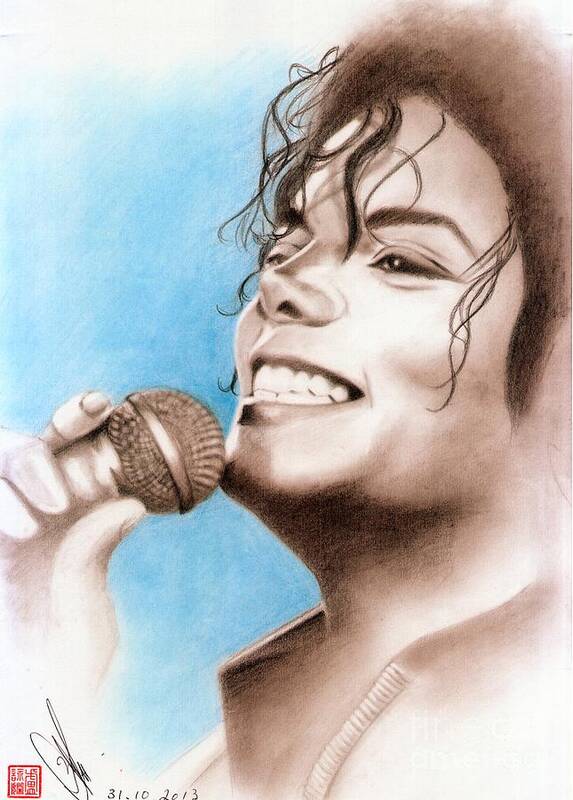 Greeting Cards Art Print featuring the drawing Michael Jackson #Six by Eliza Lo