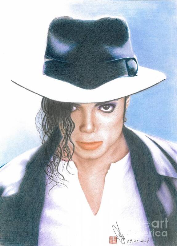 Greeting Cards Art Print featuring the drawing Michael Jackson #Three by Eliza Lo