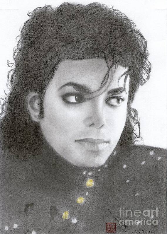 Greeting Cards Art Print featuring the drawing Michael Jackson #Thirteen by Eliza Lo