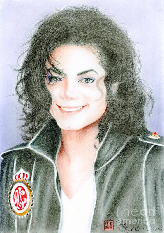 Greeting Cards Art Print featuring the drawing Michael Jackson #Twelve by Eliza Lo