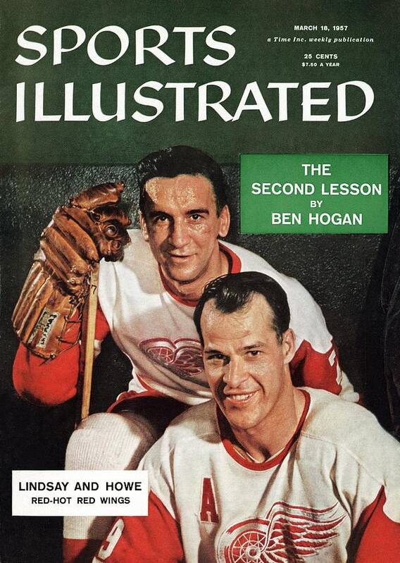 Magazine Cover Art Print featuring the photograph Detroit Red Wings Ted Lindsay And Gordie Howe Sports Illustrated Cover by Sports Illustrated