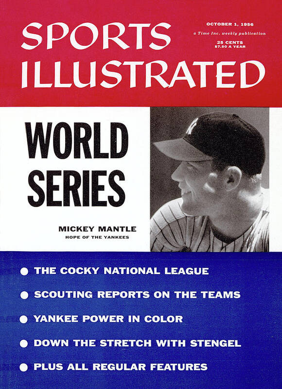 Magazine Cover Art Print featuring the photograph New York Yankees Mickey Mantle, 1956 World Series Preview Sports Illustrated Cover by Sports Illustrated