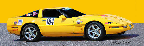 Yellow Car Art Print featuring the photograph 1996 Yellow Corvette by Sylvia Thornton