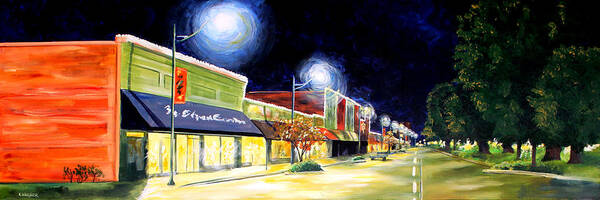 Cleveland Mississippi Art Print featuring the painting Cleveland Mississippi at Night by Karl Wagner
