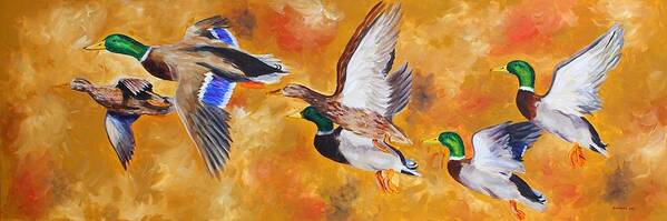 Mallards Art Print featuring the painting Mississippi Delta Mallards by Karl Wagner