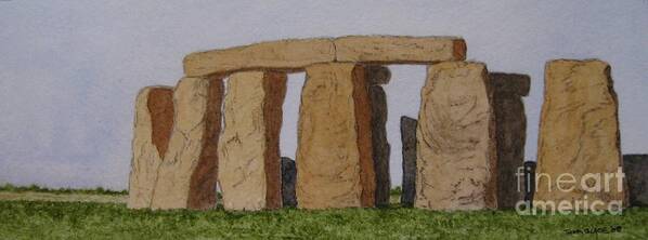 Stonehenge Art Print featuring the painting Golden Glow- Stonehenge by Thom Glace