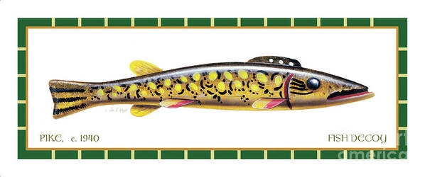 Jq Licensing Art Print featuring the painting Pike Ice Fishing Decoy by Jon Q Wright