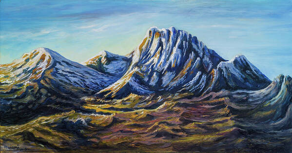 Landscape Art Print featuring the painting Mount Kenya in the Morning by Anthony Mwangi