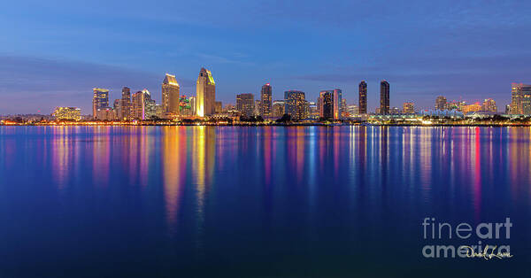 Beach Art Print featuring the photograph A Rich Evening Colors of the San Diego Skyline by David Levin