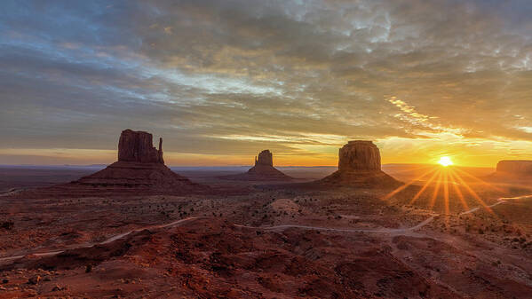 Usa Art Print featuring the photograph Monument Valley Sunrise by Tim Stanley