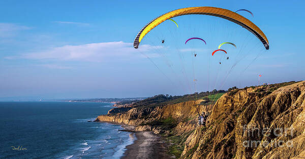 Beach Art Print featuring the photograph Paragliders Flying Over Torrey Pines by David Levin