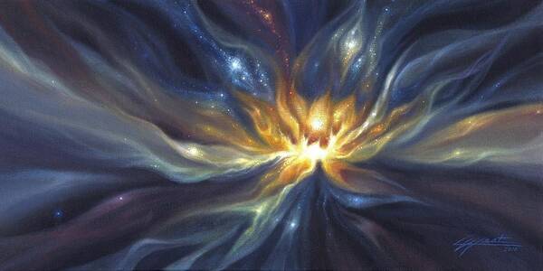 Celestial Art Art Print featuring the painting Celestial Lotus by Lucy West