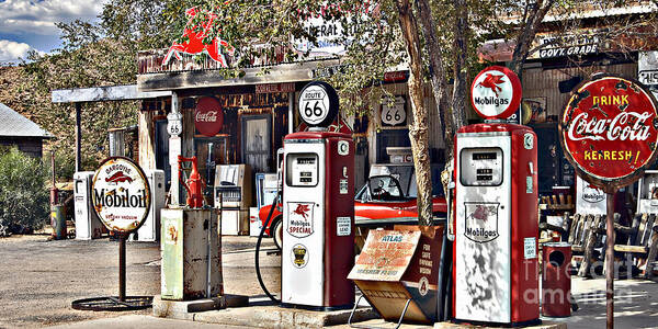  Old Mobile Gas Art Print featuring the photograph Hackberry on 66 by Lee Craig