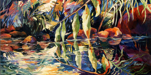 Leaves Art Print featuring the painting Jungle Reflections by Rae Andrews