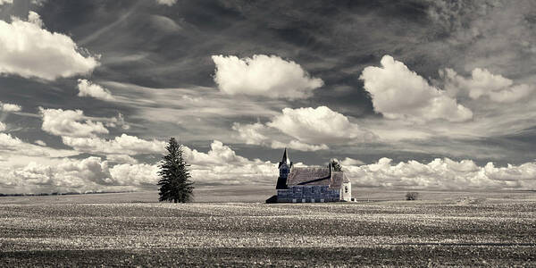 Lutheran Art Print featuring the photograph Big Coulee Church - abandoned lutheran church on ND prairie by Peter Herman