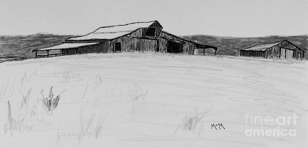 Old Barn Art Print featuring the drawing Ozark Barn #1 by Garry McMichael