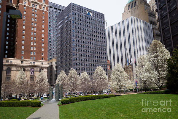 Alcoa Building Art Print featuring the photograph Downtown Pittsburgh in the Spring #1 by Amy Cicconi