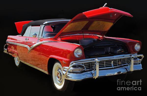 1956 The Ford Fairlane Art Print featuring the photograph 56 Ford Fairlane Convertible by M Three Photos
