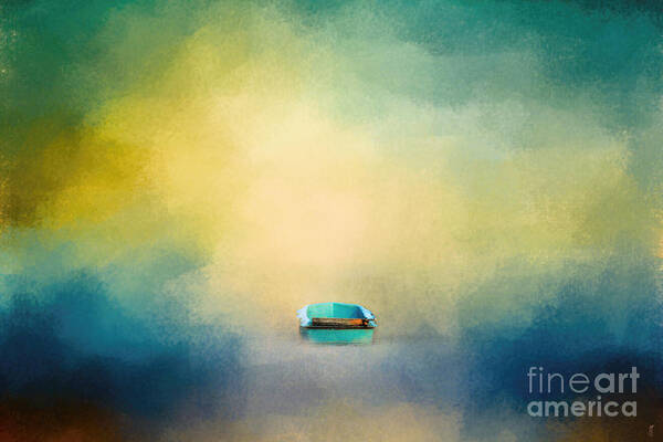 Abstract Art Print featuring the photograph A Little Blue Boat by Jai Johnson