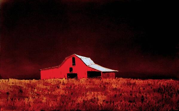 Barn Art Print featuring the painting Alone by William Renzulli