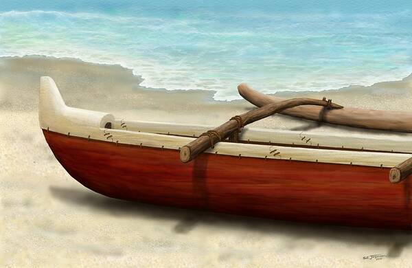 Wall Art Art Print featuring the painting Beached Canoe by Stephen Jorgensen