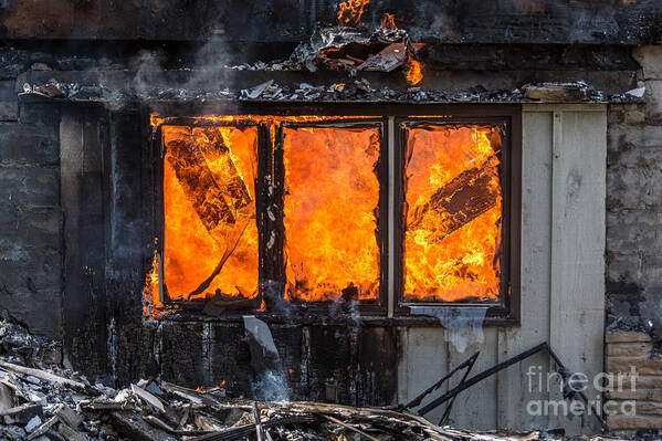 Fire Art Print featuring the photograph Blazing Window View by Andrew Slater