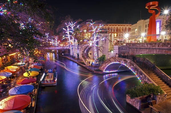 River Walk Art Print featuring the photograph Christmas on the River Walk 3 by Paul Huchton