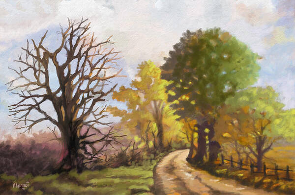 Landscape Art Print featuring the painting Dirt road to some place by Anthony Mwangi