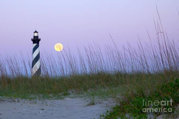 Digital Photography Art Print featuring the photograph Full Moon at Hatteras by Laurinda Bowling