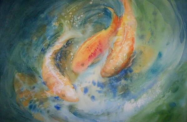 Koi Art Print featuring the painting In a Tailspin by Sue Kemp