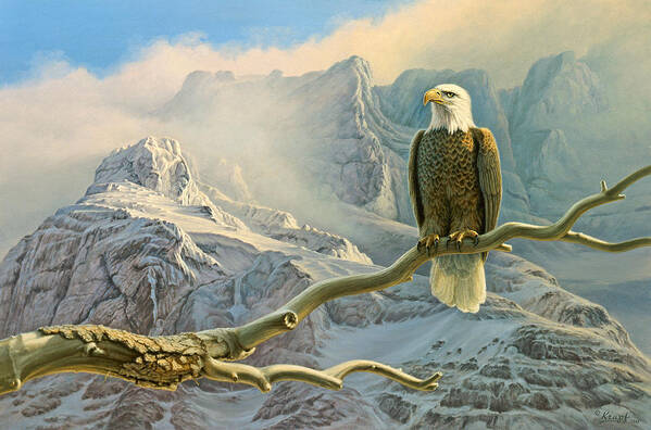 Wildlife Art Print featuring the painting In the High Country-Eagle by Paul Krapf