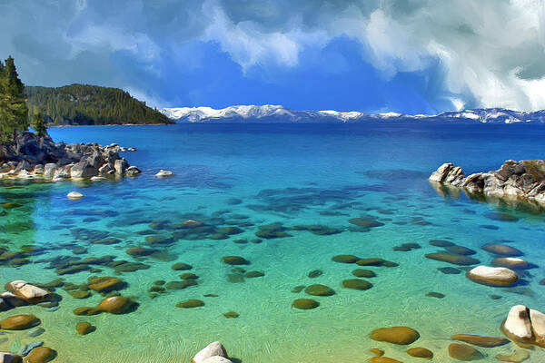 Lake Tahoe Art Print featuring the painting Lake Tahoe Cove by Dominic Piperata