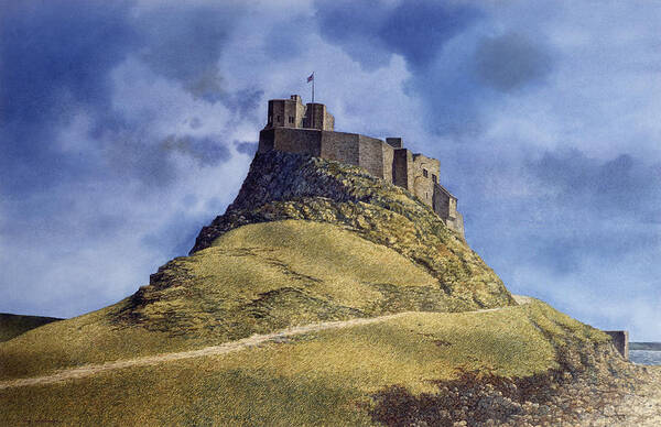 Landscape Art Print featuring the painting Lindisfarne Castle by Tom Wooldridge