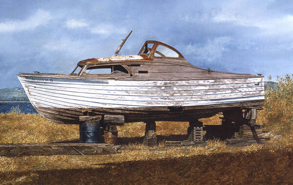 Boats Art Print featuring the painting Old Salt by Tom Wooldridge