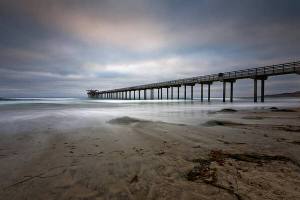 Beach Art Print featuring the photograph Scripps Pier Lrg Print by Peter Tellone