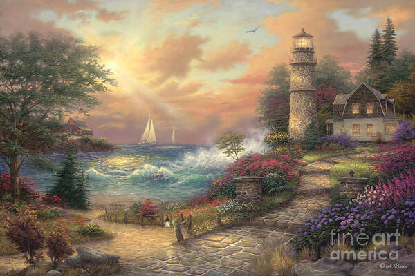 Lighthouse Art Print featuring the painting Seaside Dream by Chuck Pinson