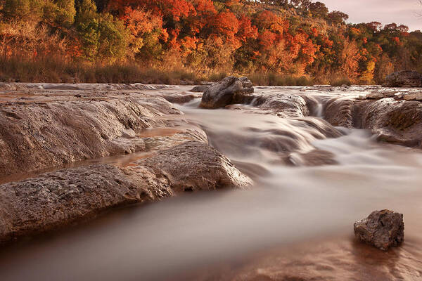 Texas Art Print featuring the photograph Autumn River Rapids 3 by Paul Huchton