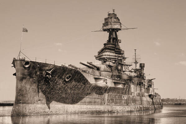 Battleship Art Print featuring the photograph USS Texas BW by JC Findley