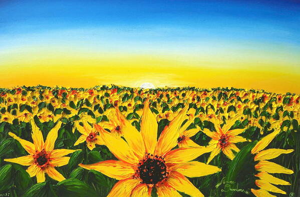  Art Print featuring the painting Yellow Sunburst 2 by James Dunbar