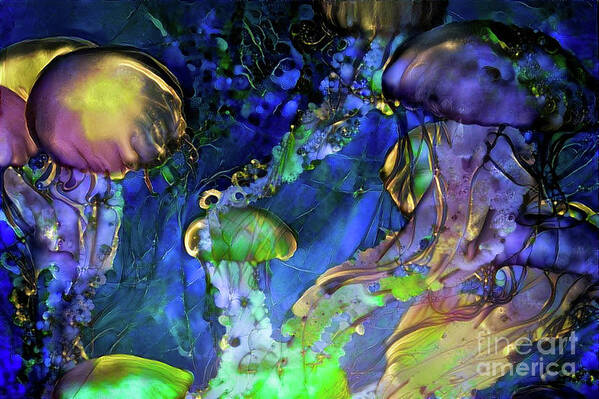 Animal Art Print featuring the digital art Abstract Jellyfish #1 by Amy Cicconi