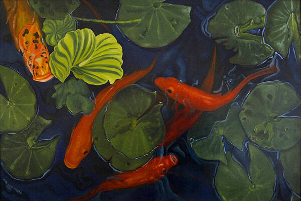 Painting Art Print featuring the painting Koi Ballet #1 by Peter Muzyka