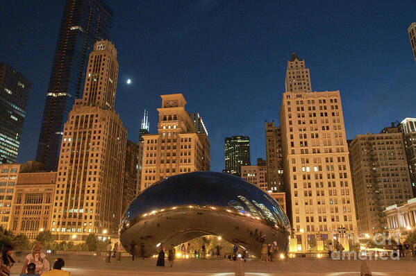 Anish Kapoor Art Print featuring the photograph A View from Millenium Park at Night by David Levin