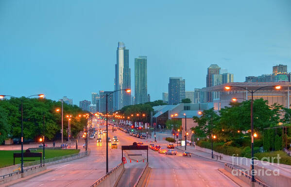 Chicago Art Print featuring the photograph A View of Columbus Drive in Chicago by David Levin